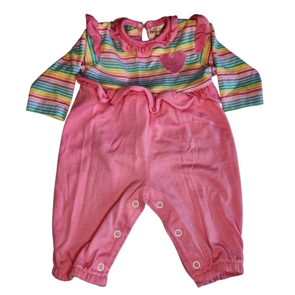 VTG HEALTH TEX Romper Rainbow Stripes Heart Baby Girls 3 Months